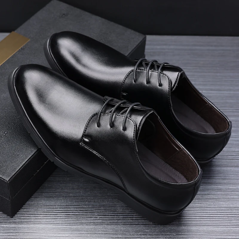 High Quality Formal Leather Men Dress Shoes Breathable Mens Casual Shoes Italian Luxury Brand Lace-Up Non-slip Men Driving Shoes