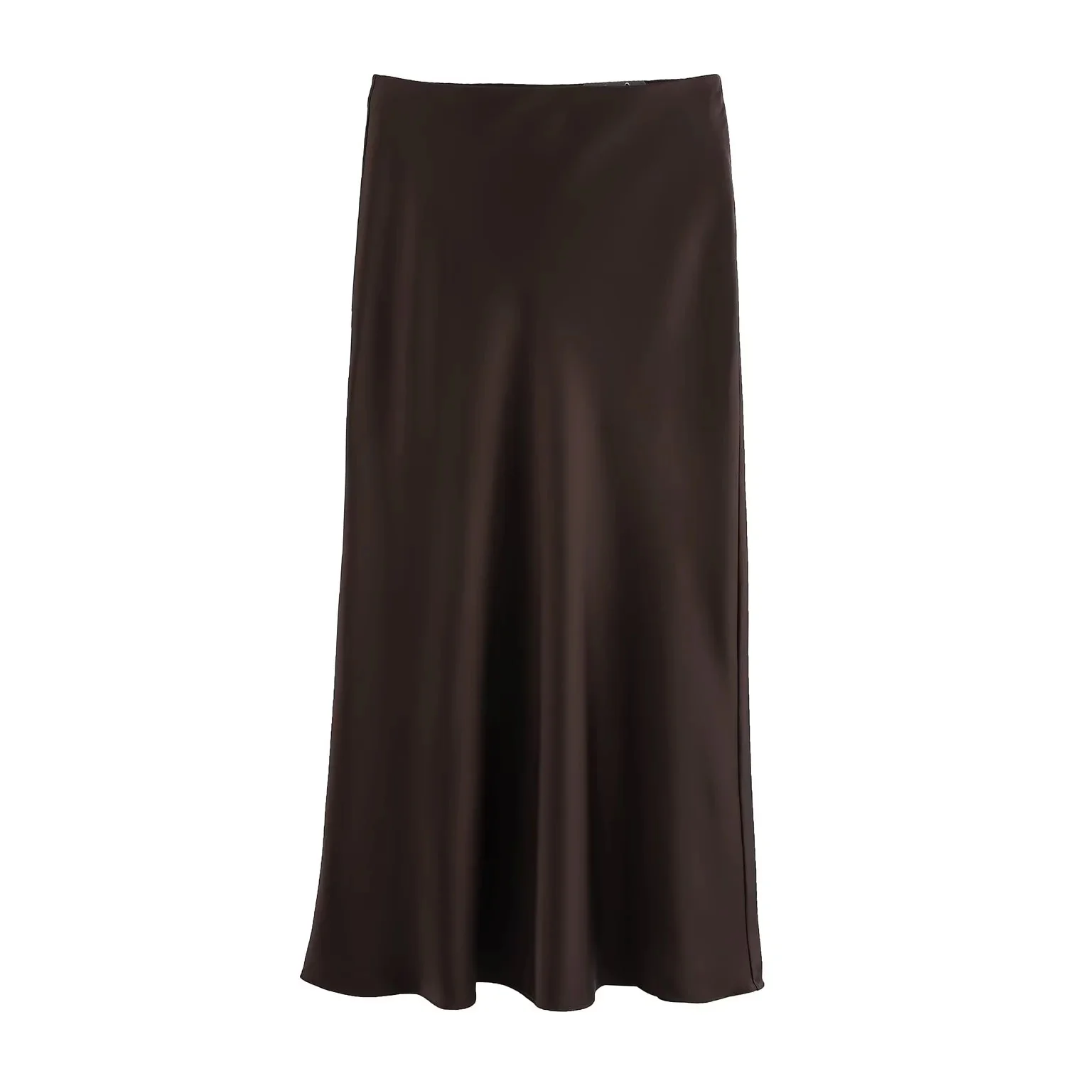 KONDALA 2026 Spring Summer Brown Satin Women Skirts Chic Elegant Prom Ladies Skirts Valentine‘s Day Beach Party Girls Skirts