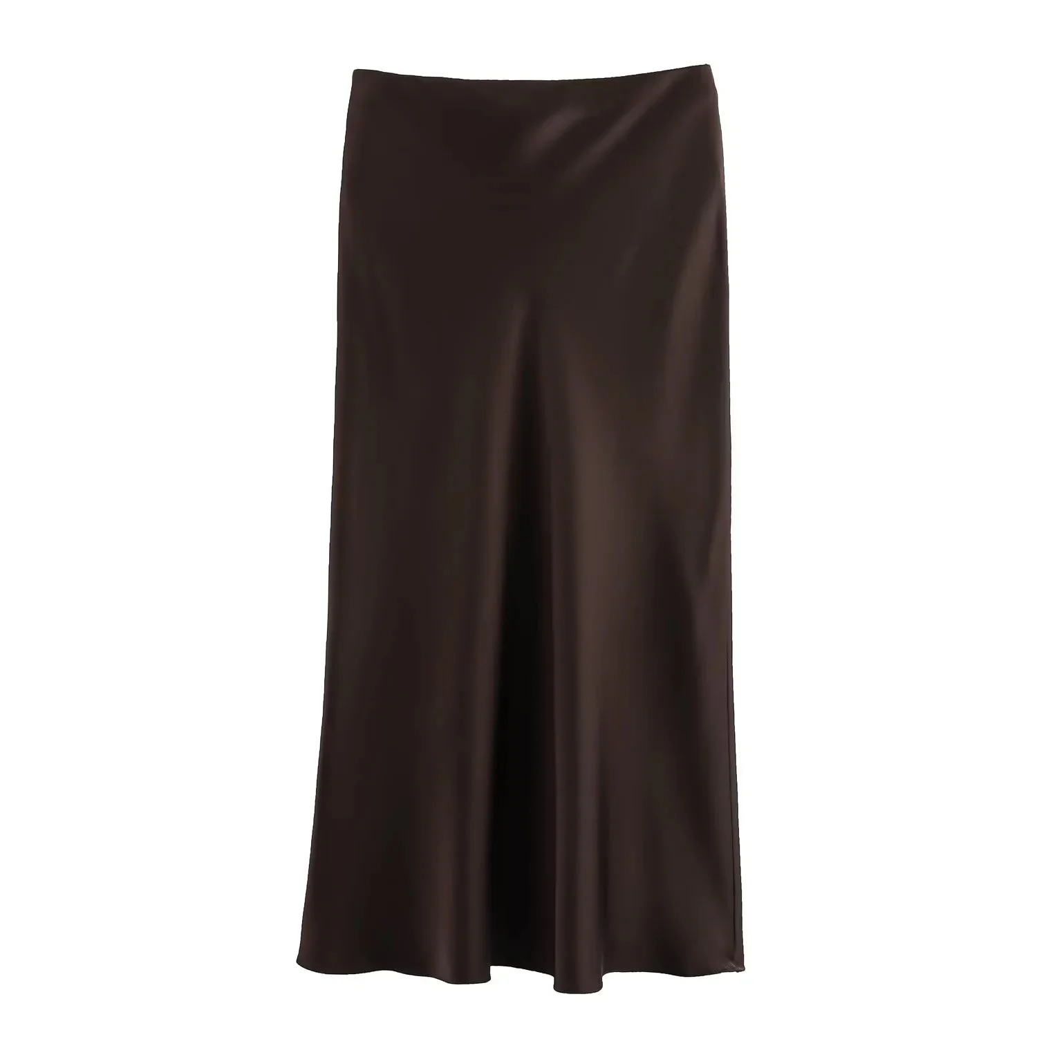 KONDALA 2026 Spring Summer Brown Satin Women Skirts Chic Elegant Prom Ladies Skirts Valentine‘s Day Beach Party Girls Skirts