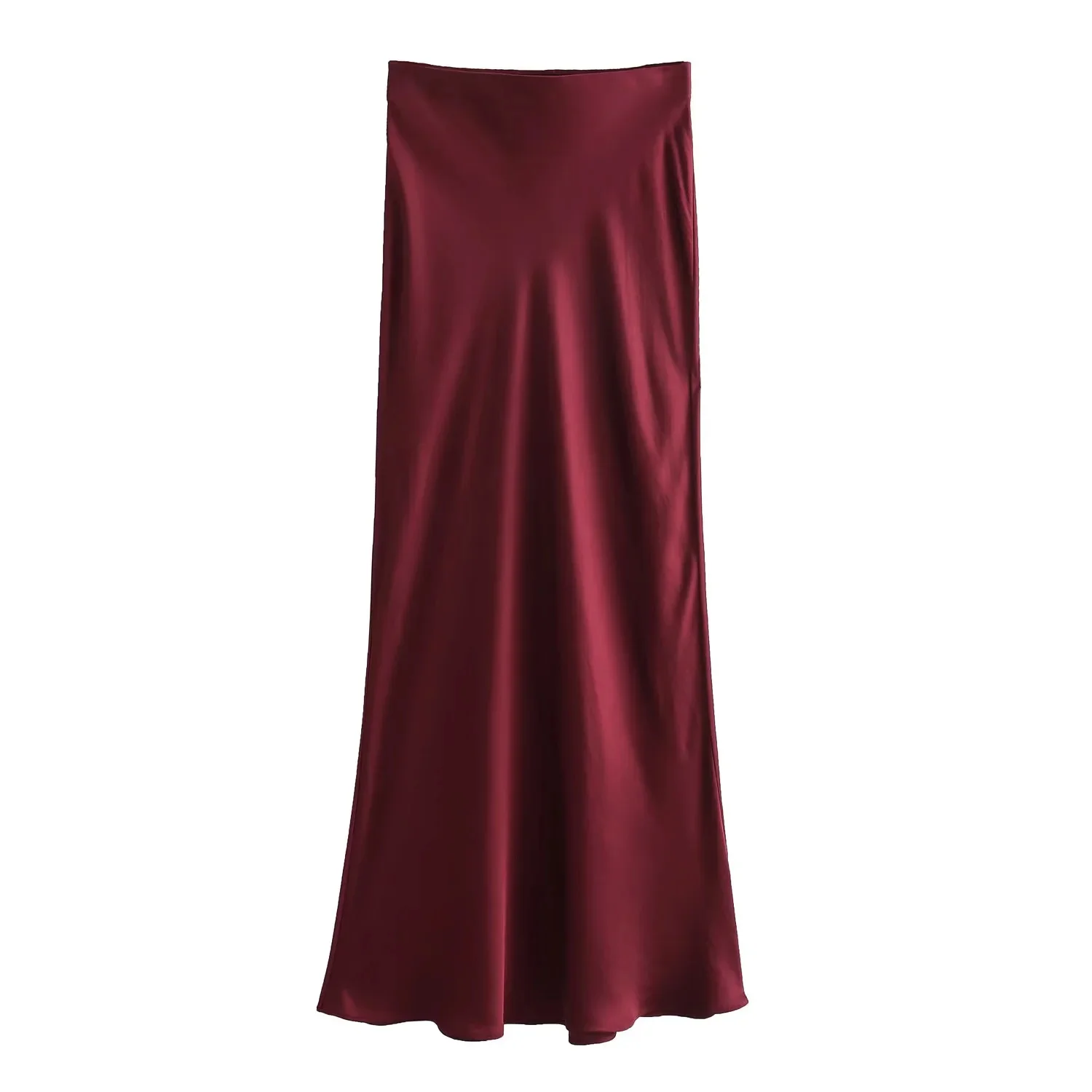 KONDALA 2026 Spring Summer Brown Satin Women Skirts Chic Elegant Prom Ladies Skirts Valentine‘s Day Beach Party Girls Skirts