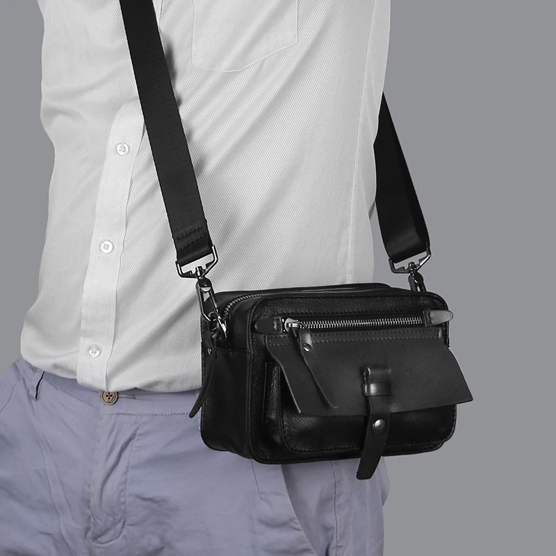 Genuine Leather Small Crossbody Cell Phone Bag for Women Men Strap Shoulder Handbag Purse Camera Bag with Credit Card Slots