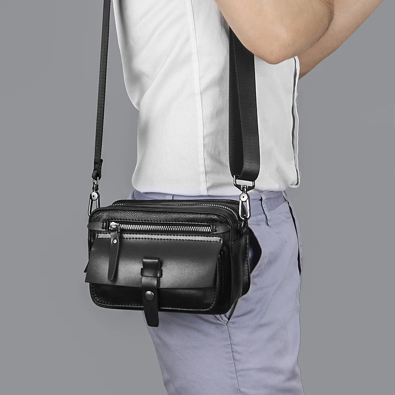 Genuine Leather Small Crossbody Cell Phone Bag for Women Men Strap Shoulder Handbag Purse Camera Bag with Credit Card Slots