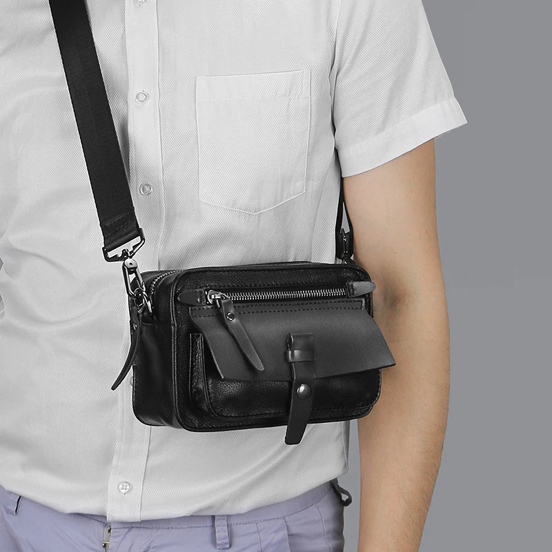 Genuine Leather Small Crossbody Cell Phone Bag for Women Men Strap Shoulder Handbag Purse Camera Bag with Credit Card Slots