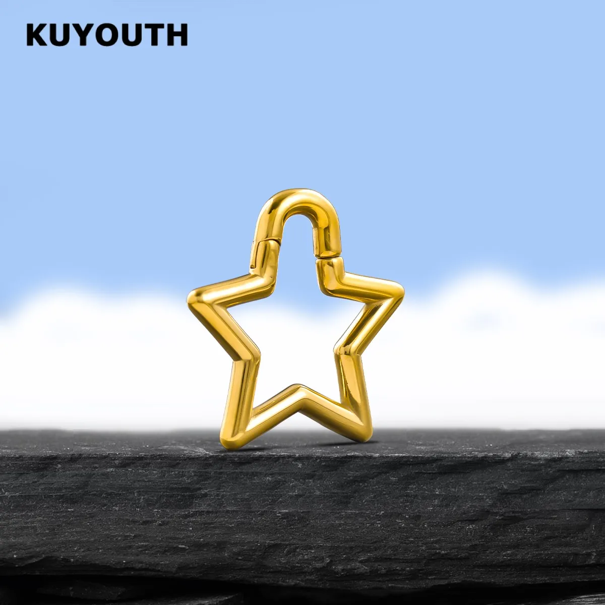 KUYOUTH-Ear Weights Expanders, Hanger Stretchers, Pentagram Magnet, Stainless Steel Piercing, Body Jewelry, Earring, 2Pcs