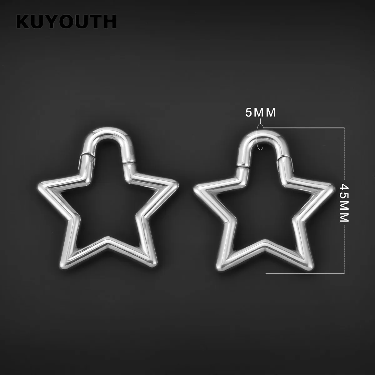 KUYOUTH-Ear Weights Expanders, Hanger Stretchers, Pentagram Magnet, Stainless Steel Piercing, Body Jewelry, Earring, 2Pcs