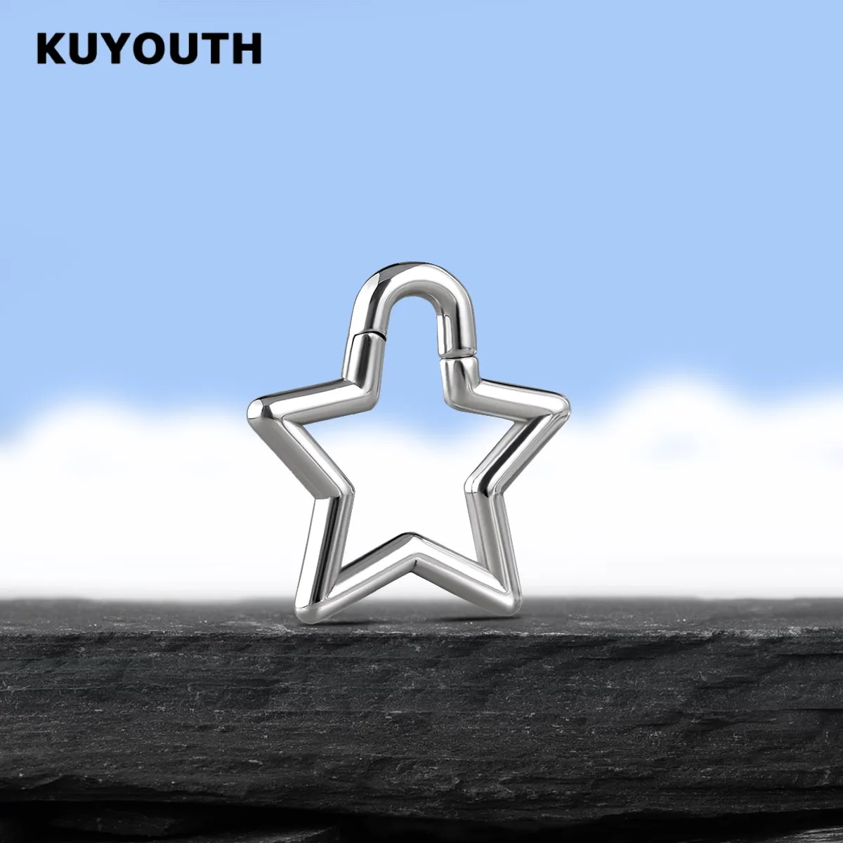 KUYOUTH-Ear Weights Expanders, Hanger Stretchers, Pentagram Magnet, Stainless Steel Piercing, Body Jewelry, Earring, 2Pcs
