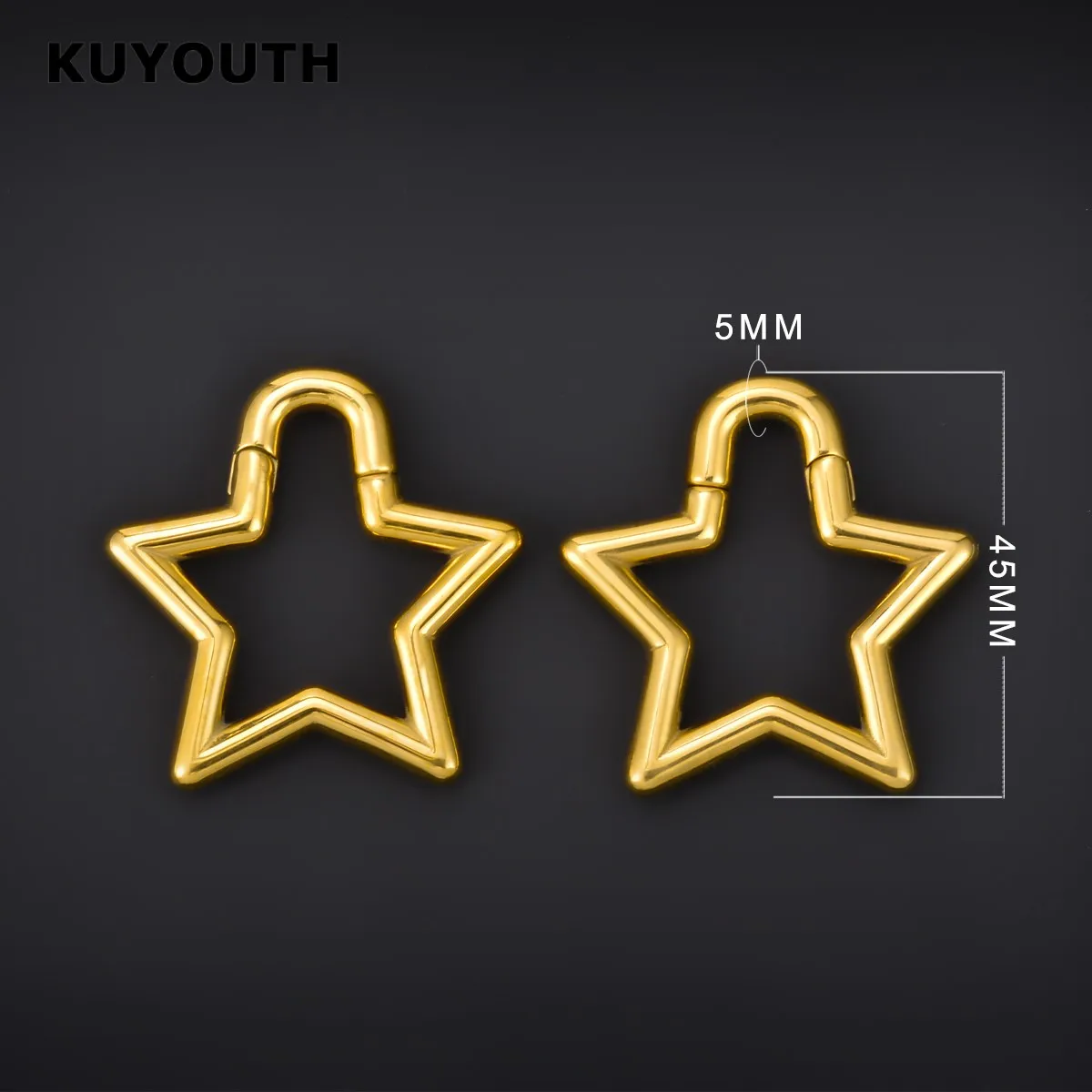 KUYOUTH-Ear Weights Expanders, Hanger Stretchers, Pentagram Magnet, Stainless Steel Piercing, Body Jewelry, Earring, 2Pcs