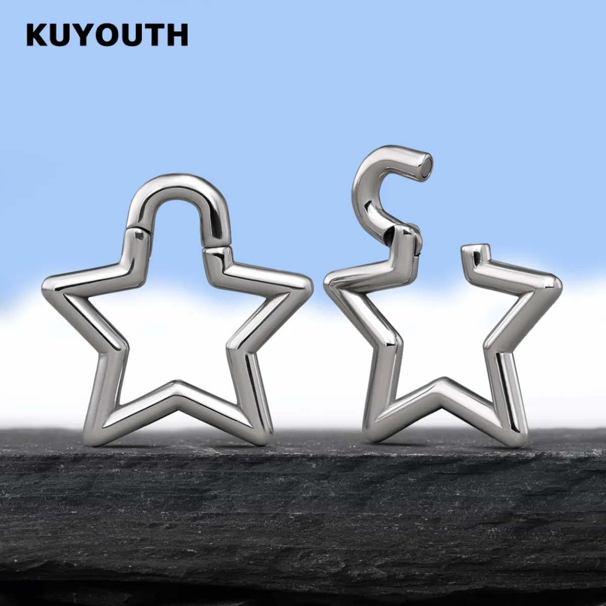 KUYOUTH-Ear Weights Expanders, Hanger Stretchers, Pentagram Magnet, Stainless Steel Piercing, Body Jewelry, Earring, 2Pcs