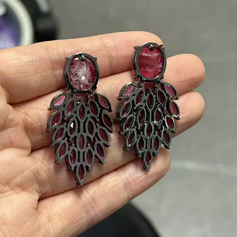Bilincolor Fashion Green Earring for Women Wedding Bridal Jewelry