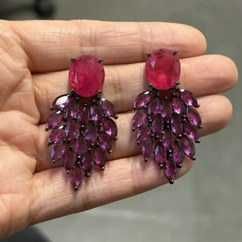 Bilincolor Fashion Green Earring for Women Wedding Bridal Jewelry