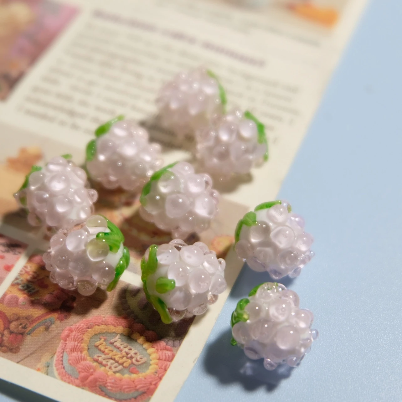 DIY Mini Czech Glass Grape Beads Raspberry Pendant Accessory Bead