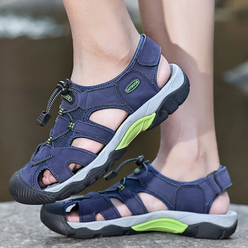 2024 Genuine Leather Men Shoes Summer New Large Size Men's Sandals Men Sandals Fashion Sandals Slippers Big Size 38-47