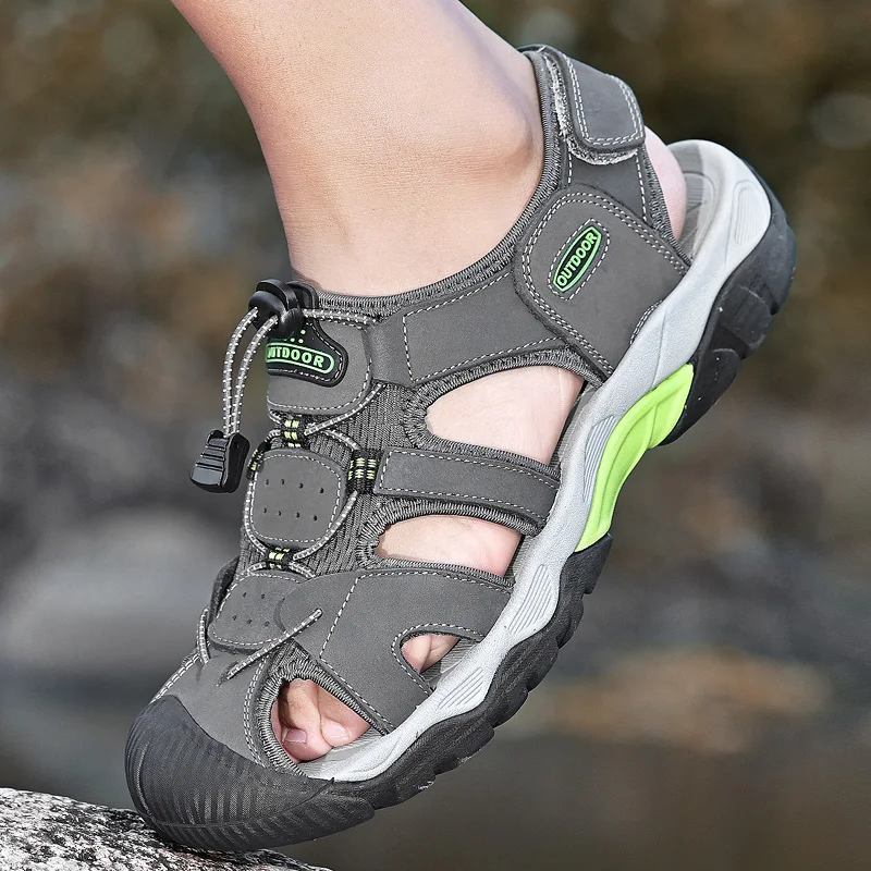2024 Genuine Leather Men Shoes Summer New Large Size Men's Sandals Men Sandals Fashion Sandals Slippers Big Size 38-47
