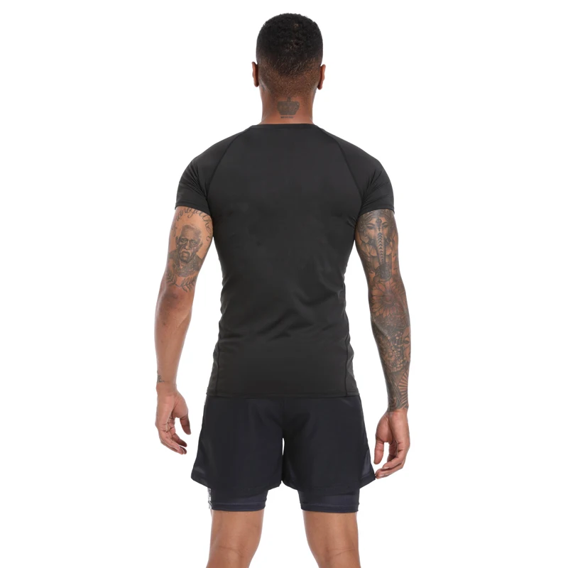 Y2K GYM Compression Tshirts Sport Workout Thorn Print T-shirts Mens Running Fitness Tight Summer Sportswear Top Tee