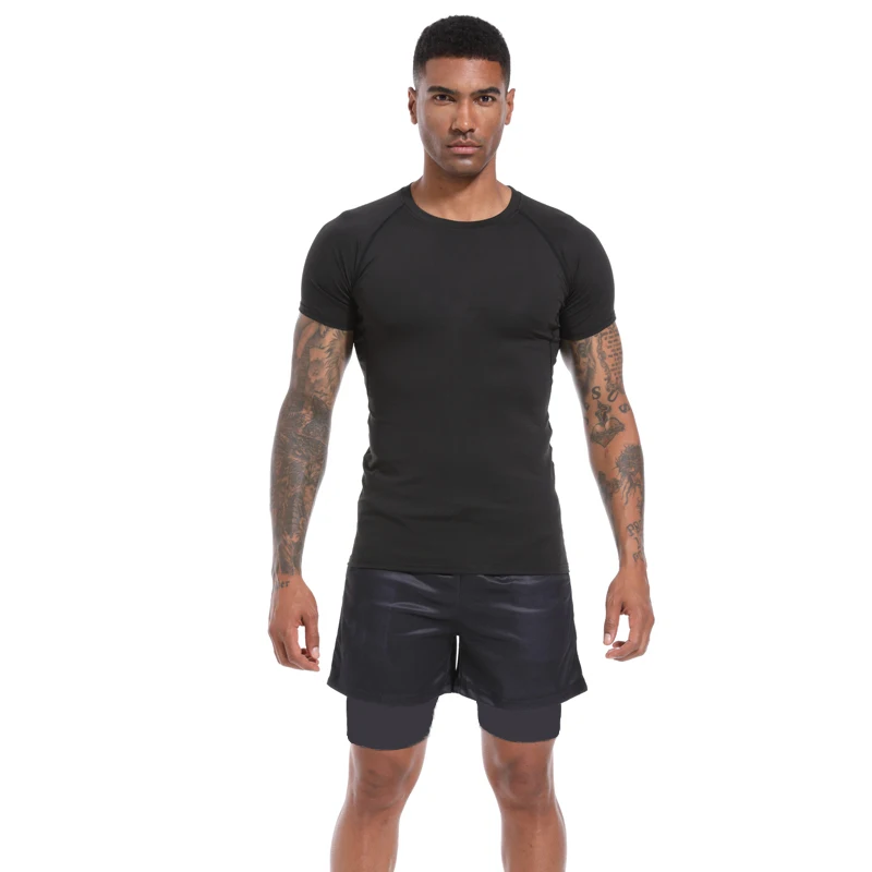 Y2K GYM Compression Tshirts Sport Workout Thorn Print T-shirts Mens Running Fitness Tight Summer Sportswear Top Tee