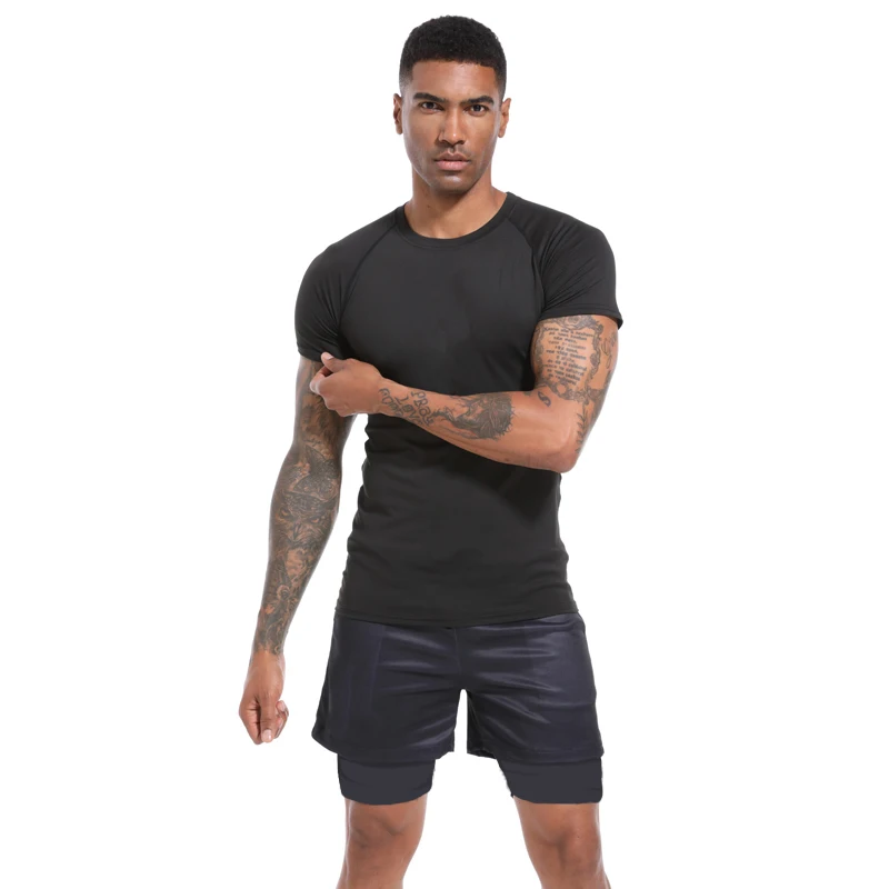Y2K GYM Compression Tshirts Sport Workout Thorn Print T-shirts Mens Running Fitness Tight Summer Sportswear Top Tee