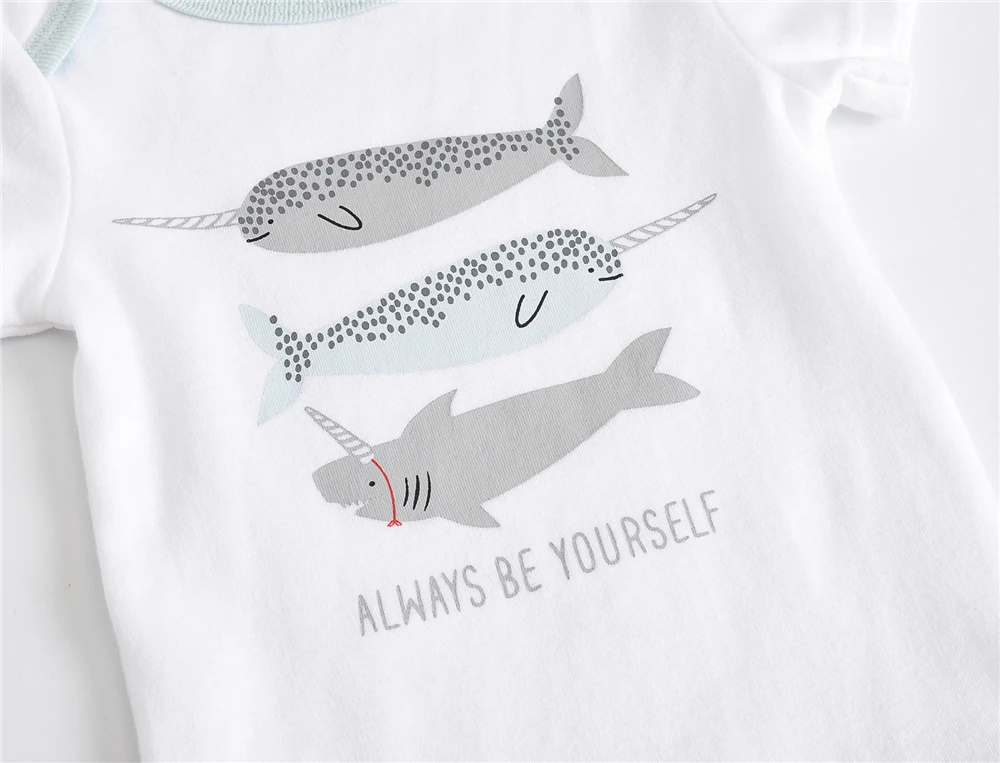 Kavkas Short Sleeve Summer Baby Boy Clothes Cool Print 100% Cotton 3 Pcs/lot Newborn Boys Bodysuit 0-12 Months Costume