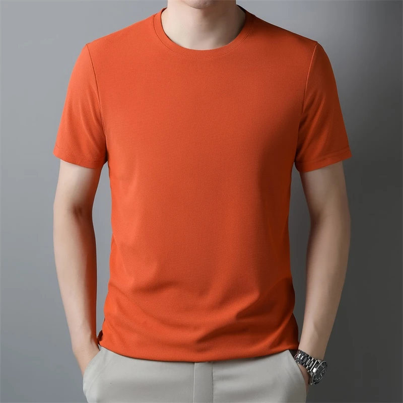 2026 Men's New Waffle Round Neck Short Sleeved T-shirt Summer Comfortable Top