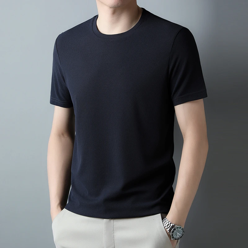 2026 Men's New Waffle Round Neck Short Sleeved T-shirt Summer Comfortable Top
