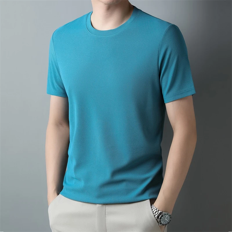 2026 Men's New Waffle Round Neck Short Sleeved T-shirt Summer Comfortable Top