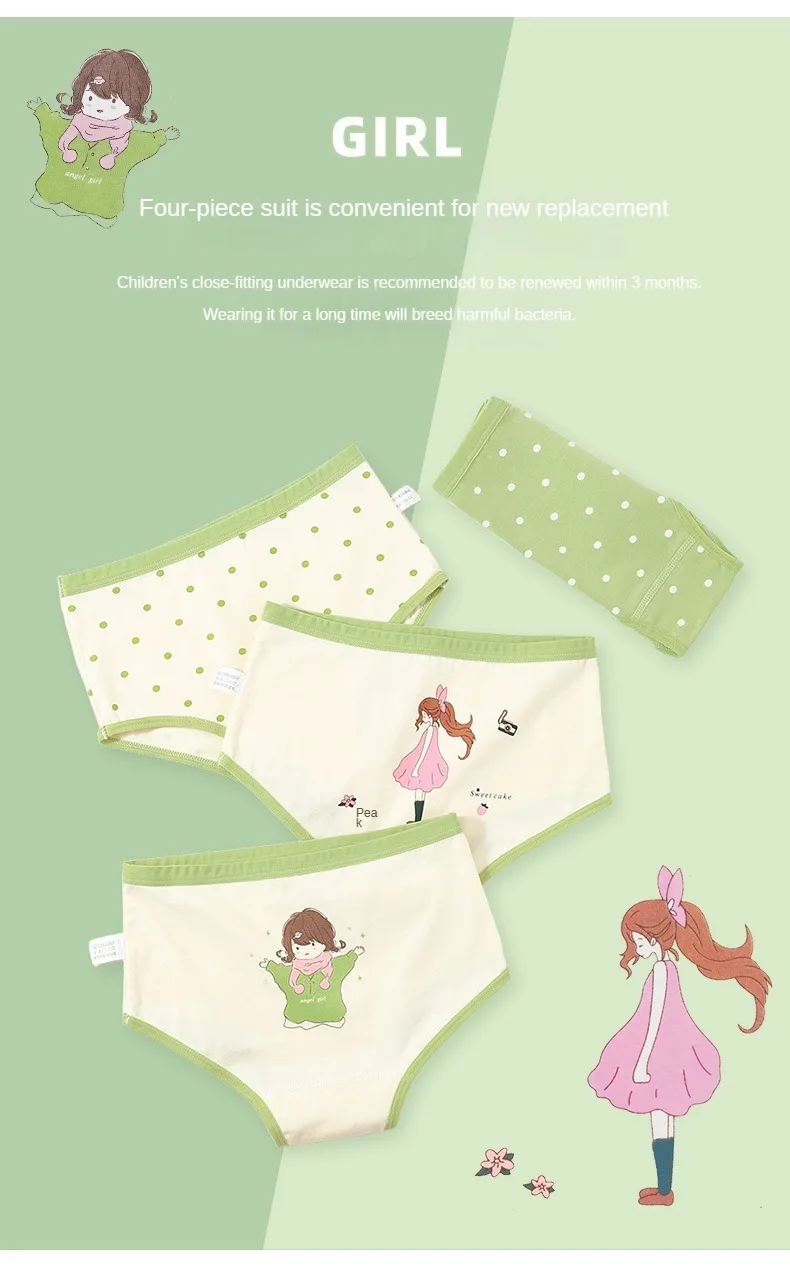 4PCS/set Children's Cotton Girl Panties for Girls Briefs Cute Children Girl Panties Soft Underwear Cartoon Shorts Underwears