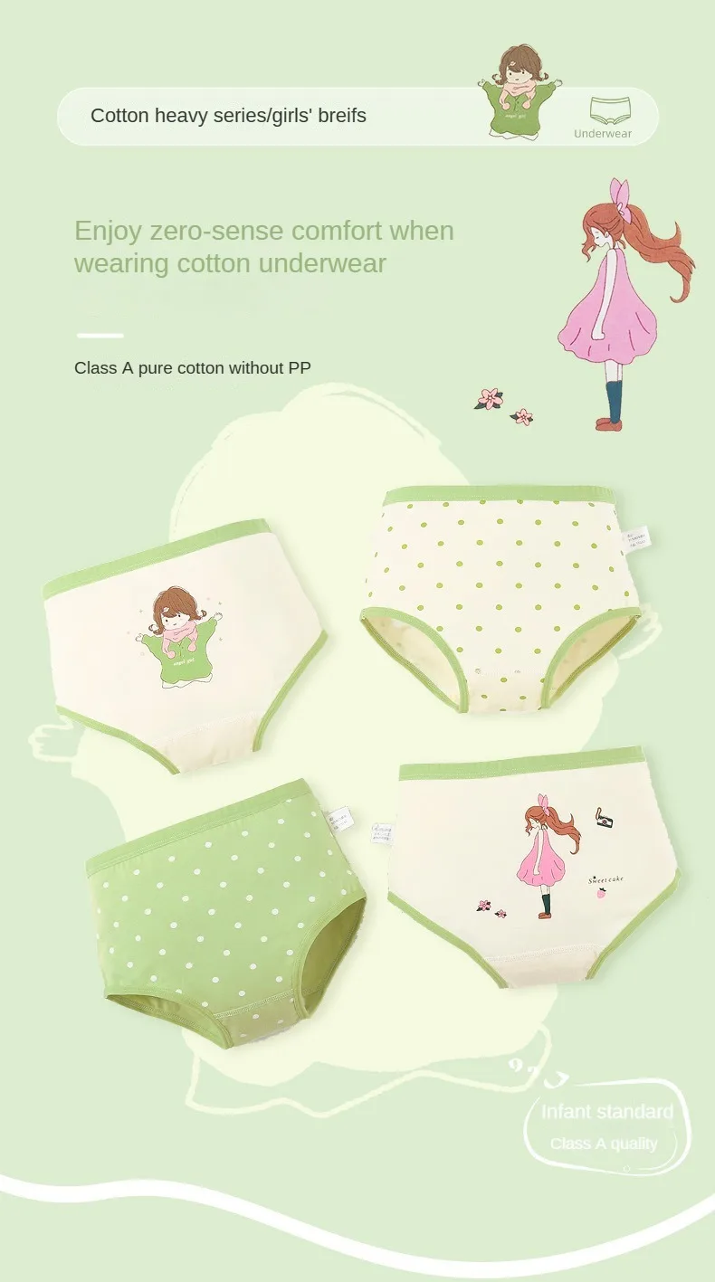 4PCS/set Children's Cotton Girl Panties for Girls Briefs Cute Children Girl Panties Soft Underwear Cartoon Shorts Underwears