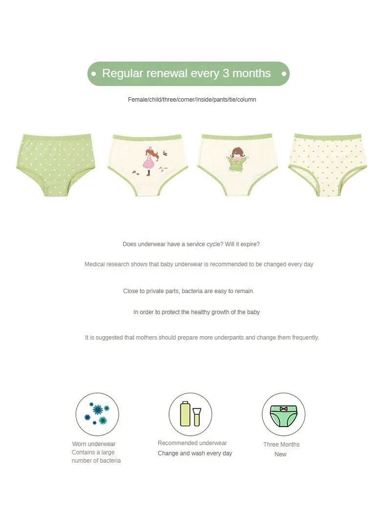 4PCS/set Children's Cotton Girl Panties for Girls Briefs Cute Children Girl Panties Soft Underwear Cartoon Shorts Underwears
