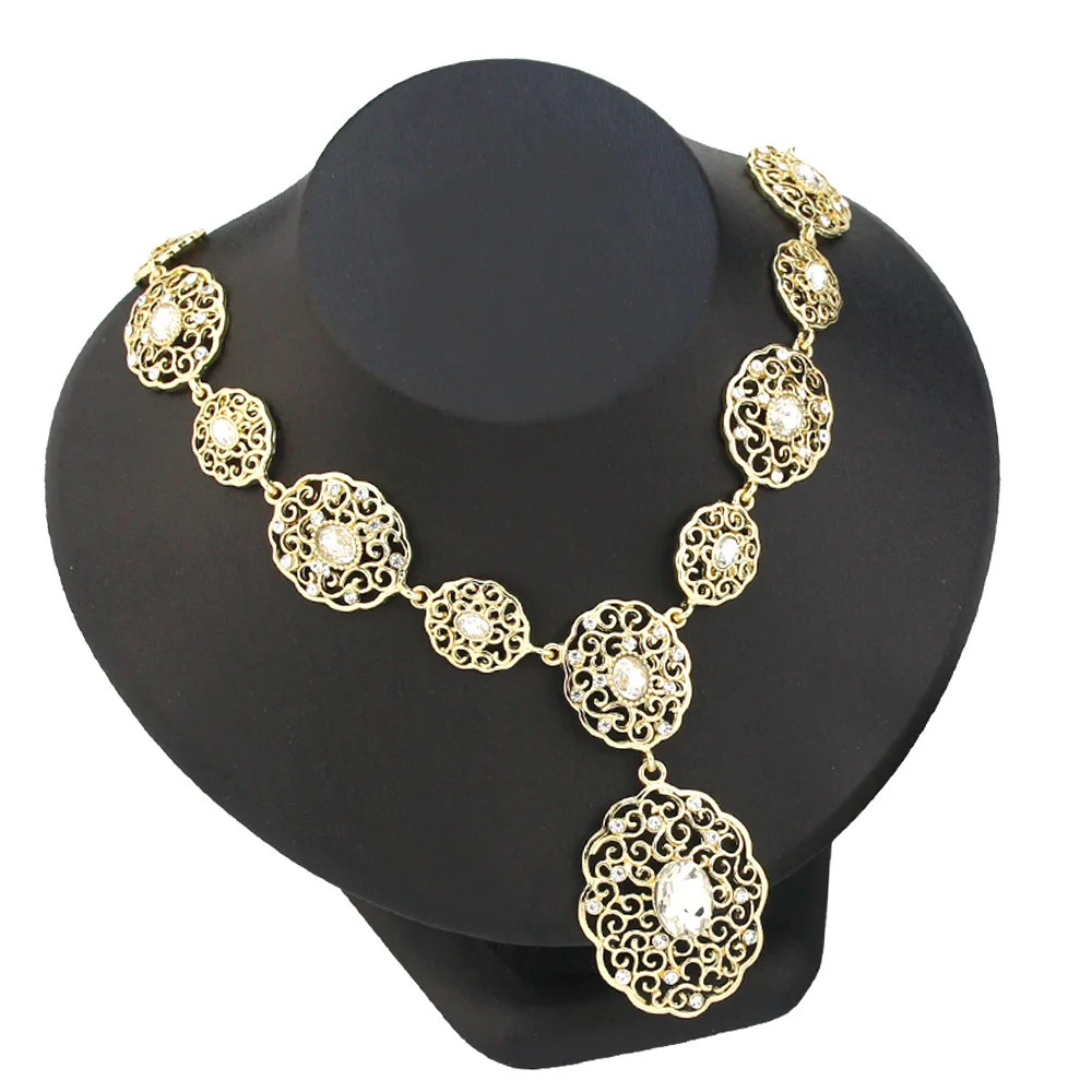 Sunspicems Gold Color Morocco Choker Necklace For Women Arabic Bride Wedding Jewelry