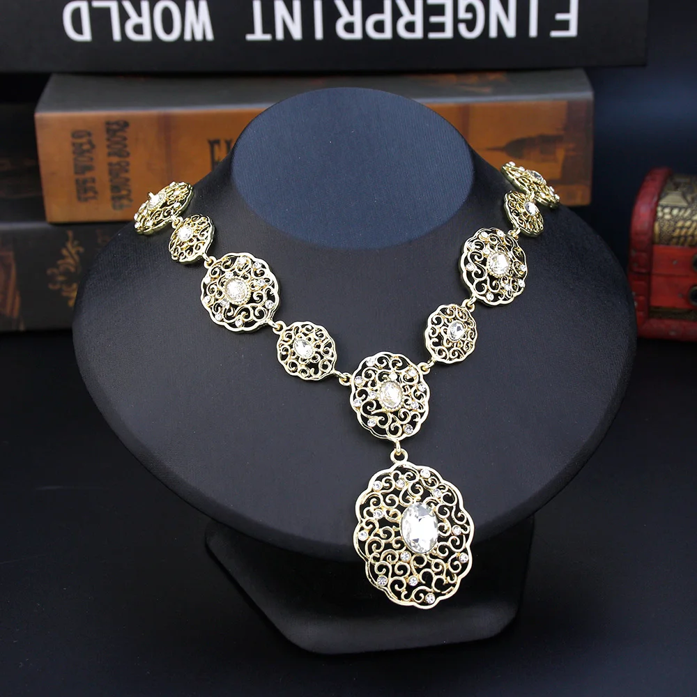 Sunspicems Gold Color Morocco Choker Necklace For Women Arabic Bride Wedding Jewelry
