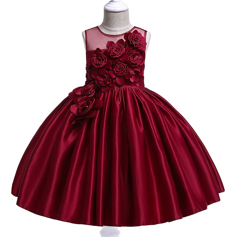 Elegant Flower Girls Christmas Party Dresses For Pageant Formal Wedding Gown Kids Girl Clothes Children Princess Birthday Dress
