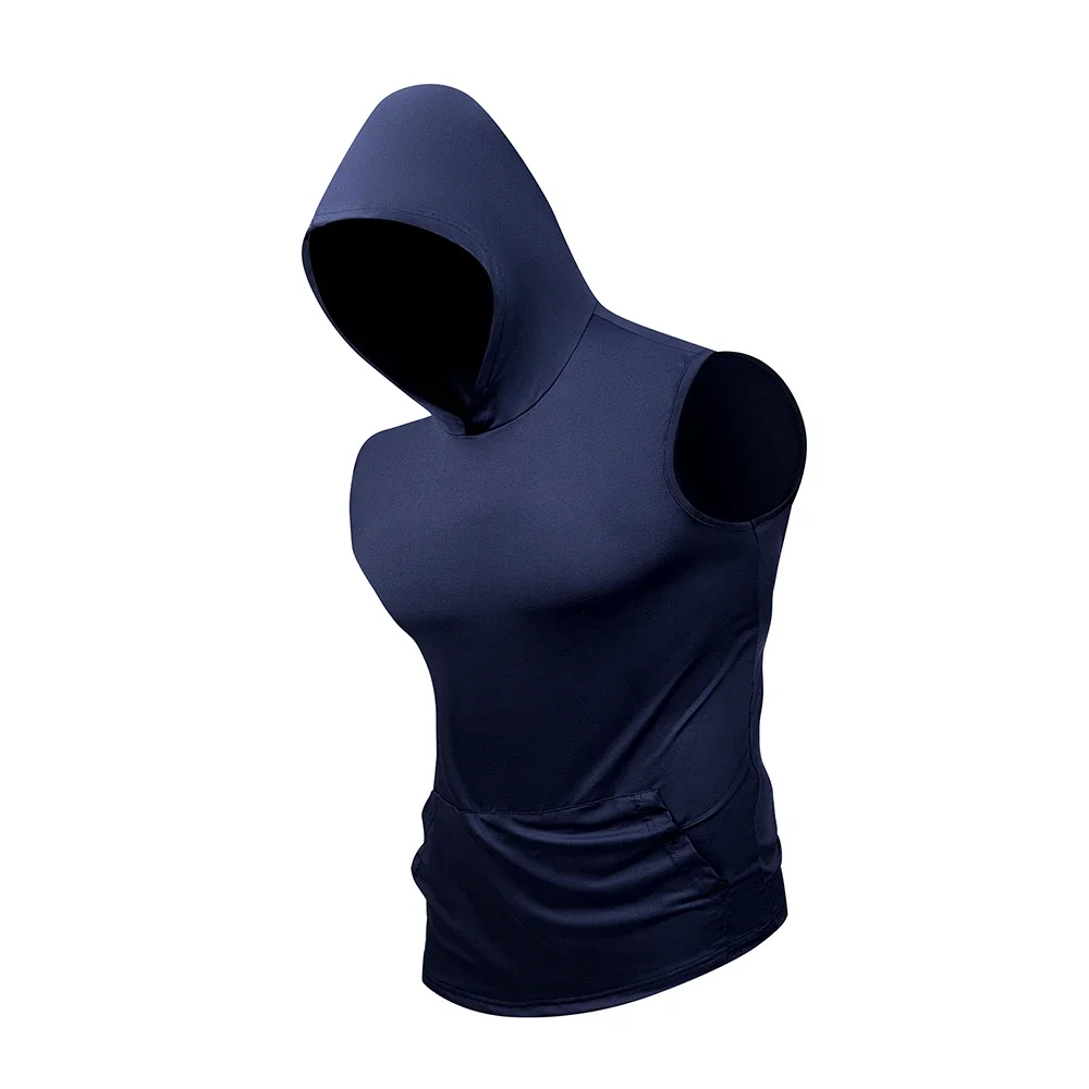 Men's Casual Hooded Sleeveless Vest Summer Breathable Lightweight T Shirt Gym Running Training Bodybuilding Undershirts T-Shirt