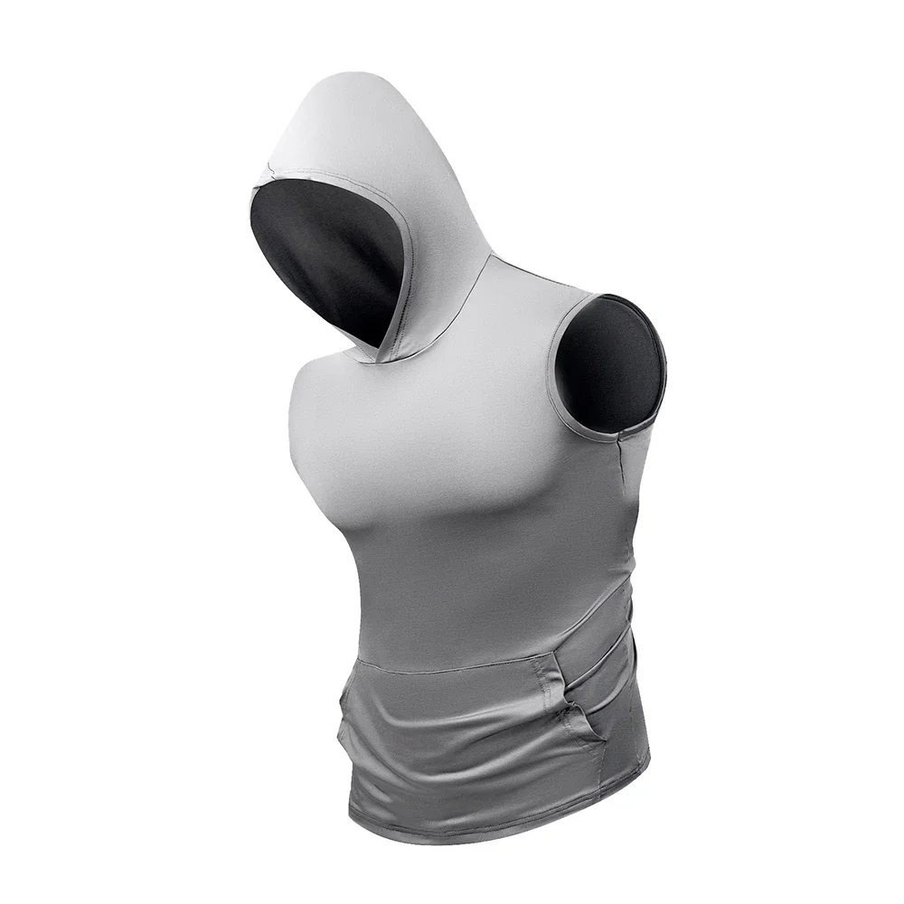 Men's Casual Hooded Sleeveless Vest Summer Breathable Lightweight T Shirt Gym Running Training Bodybuilding Undershirts T-Shirt