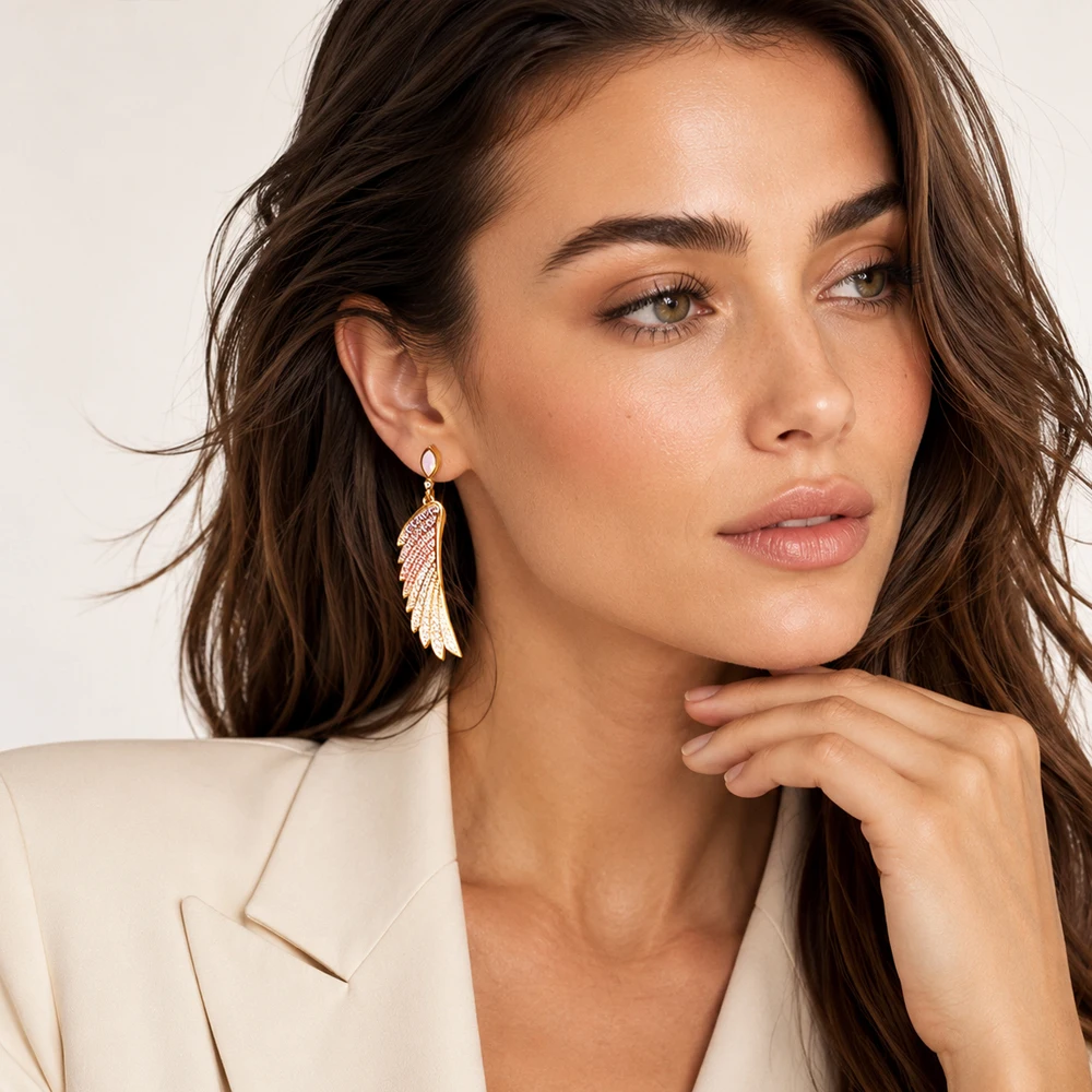Gold Plated Drop Earrings Colourful Wings Europe Style Summer Fine Jewelry Bohemia Gift For Women 925 Sterling Silver