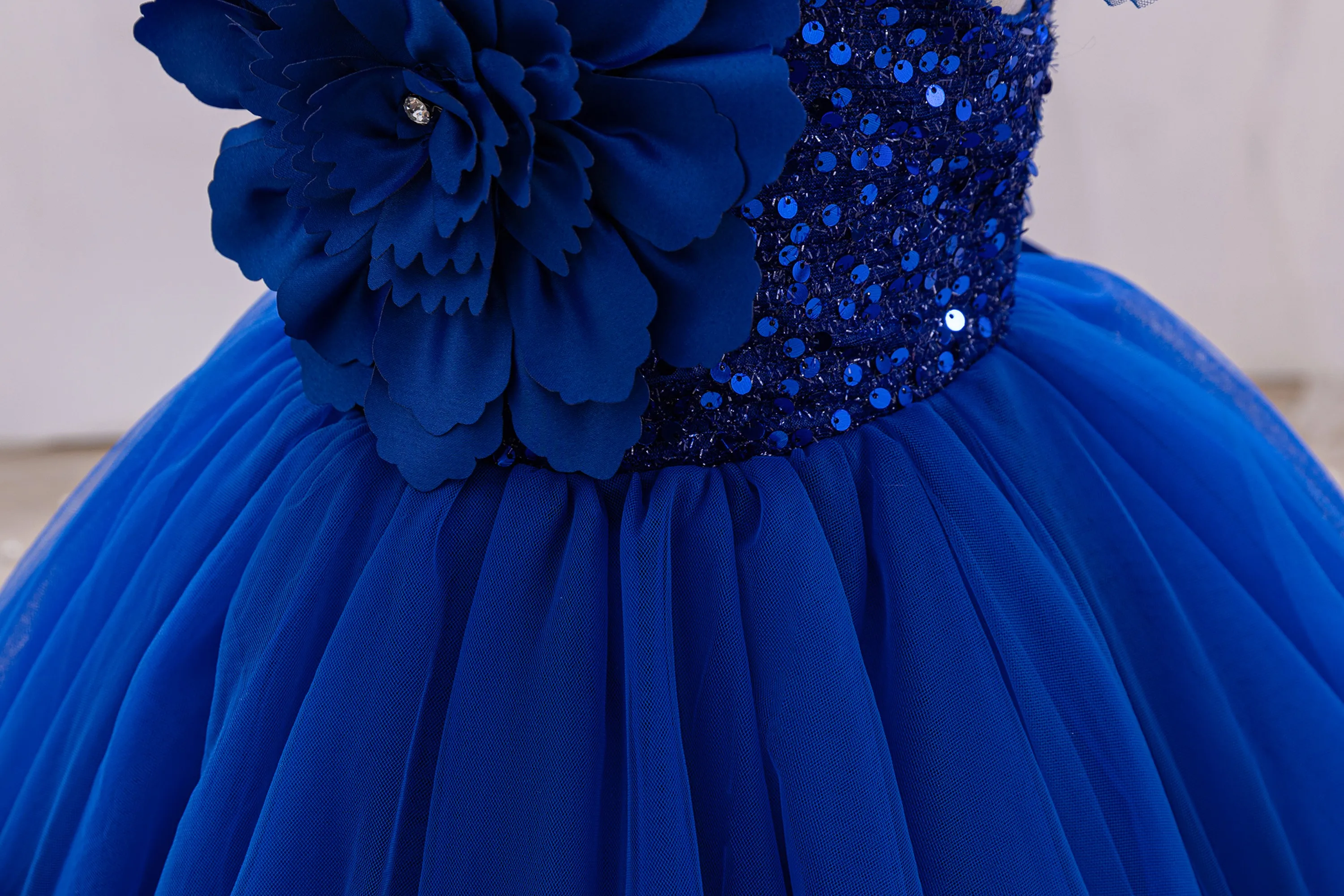 Elegant Girl Princess Dress Small Flying Sleeves Asymsymmetrical Straps Formal Occasion Girl Dress Sequin Wedding Dress Party Gi