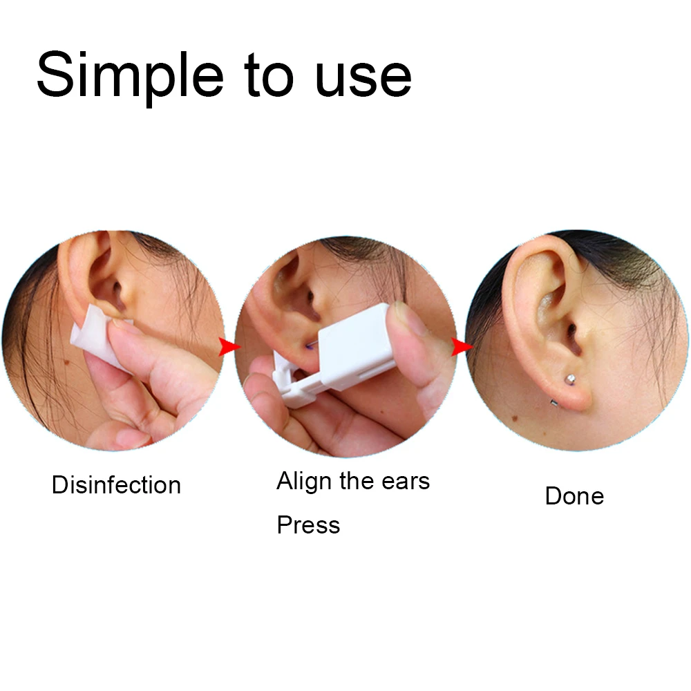 16pcs/Box Disposable Ear Piercing Gun Hoop 316L Steel 24K Gold Plated Ear Hoop Piercer Machine For Adult Kids Jewelry Wholesale