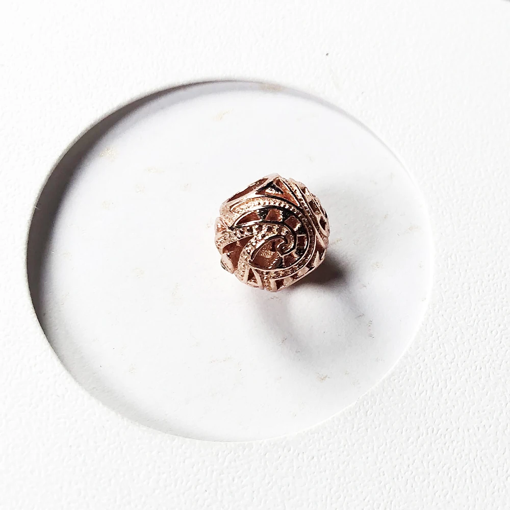 Rose Gold Beads Water Drop 925 Sterling Silver Charm Jewelry Accessories Trendy Gift For Women