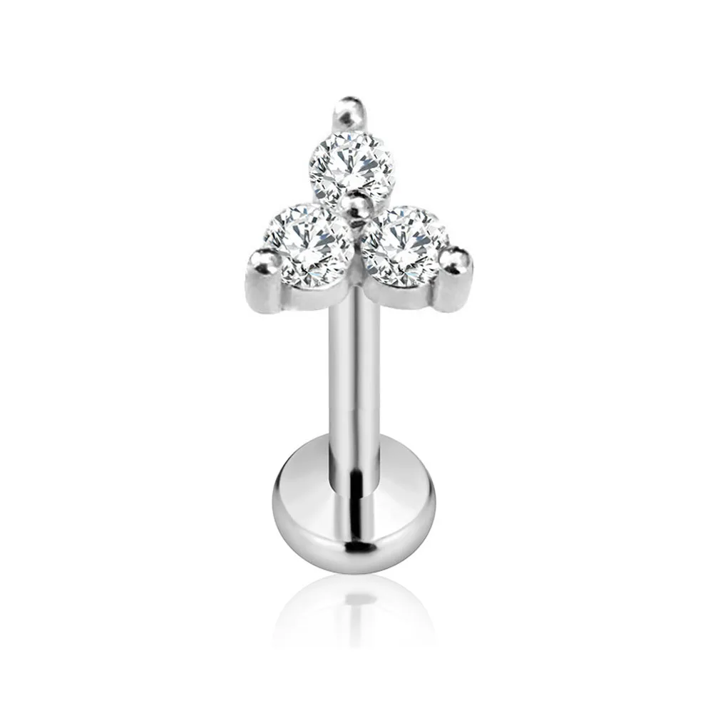 ASTM F136 G23 Titanium Flower Petals Threadless Piercing Daith Conch Tragus Flat Back Earring Pin Push in Lip Stud 16G 18G 20G