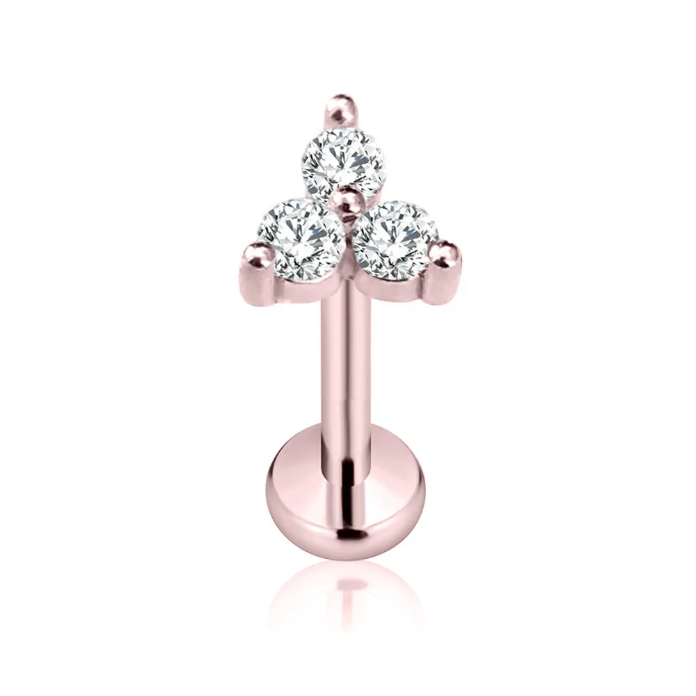 ASTM F136 G23 Titanium Flower Petals Threadless Piercing Daith Conch Tragus Flat Back Earring Pin Push in Lip Stud 16G 18G 20G