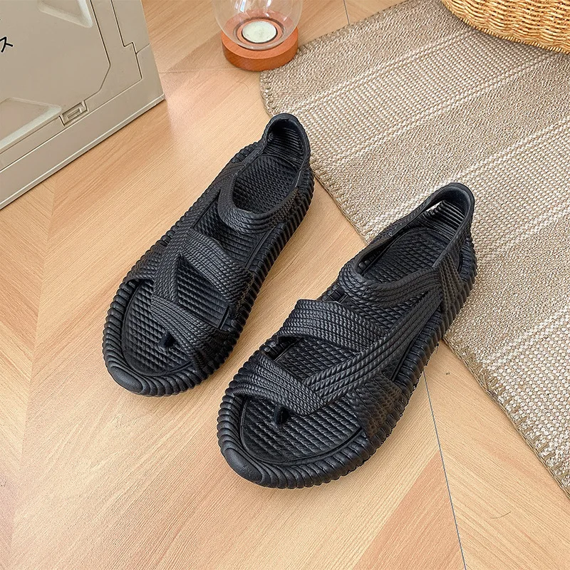 Men's Beach Sandals Summer Vacation EVA Non-Slip Straw Sandals Fashion Couple Flip Flops Soft Outdoor Breathable Casual Shoes