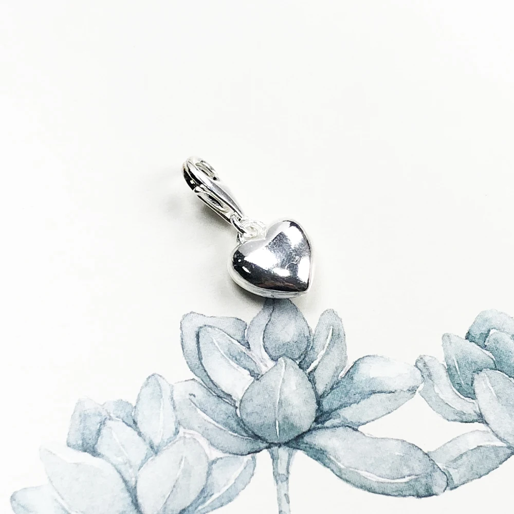 Heart 925 Sterling Silver Dangle Charm Pendant DIY Handmade Fashion Jewelry Findings Romantic Accessories For Women