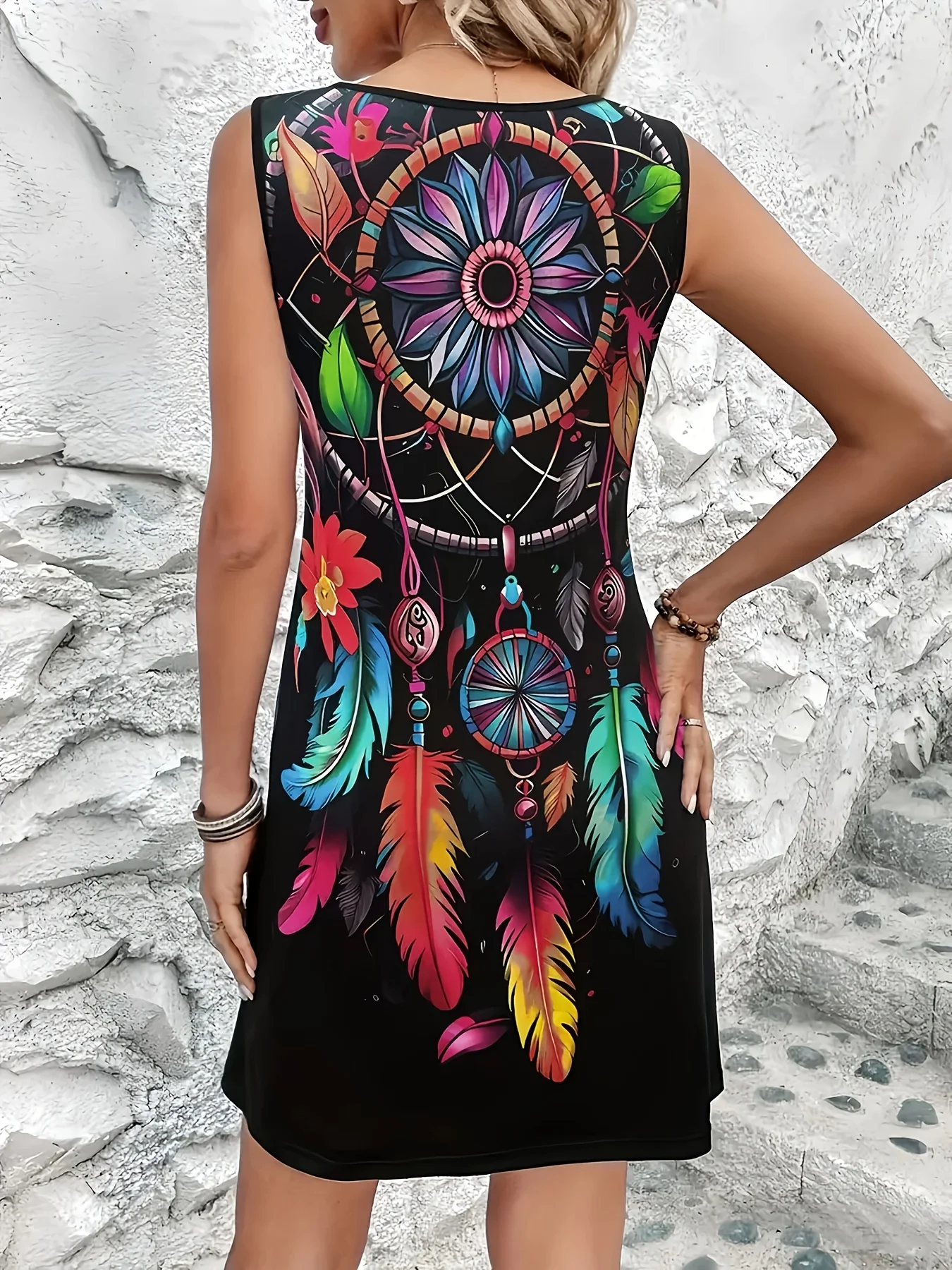 2025 new oversized round ring pattern dress