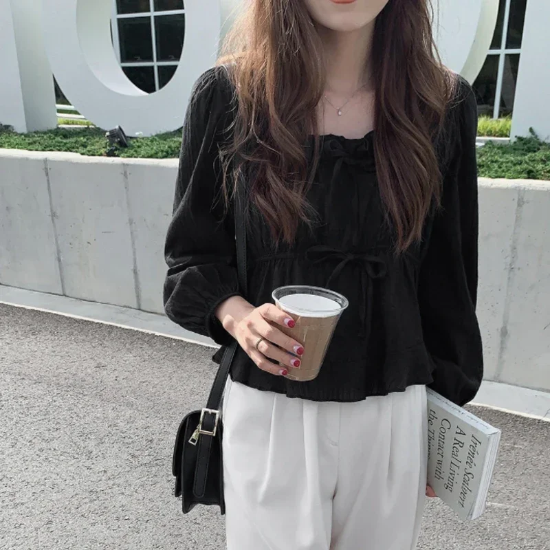 New 2024 Spring Linen Cotton Women's Shirt Casual Girls White Women Blouse Long Sleeve Korean Woman Tops Soft Clothes 11700
