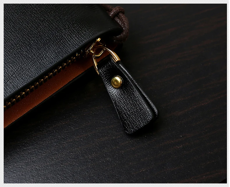 Vintage Men Clutch Bag Leather Long Purse Double Zipper Business Wallet For Husband Gift Black Brown Male Casual Handy Bags