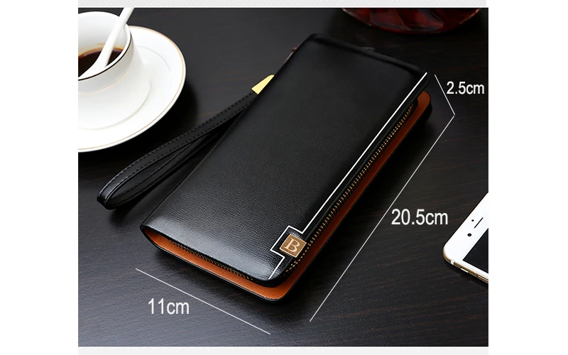 Vintage Men Clutch Bag Leather Long Purse Double Zipper Business Wallet For Husband Gift Black Brown Male Casual Handy Bags