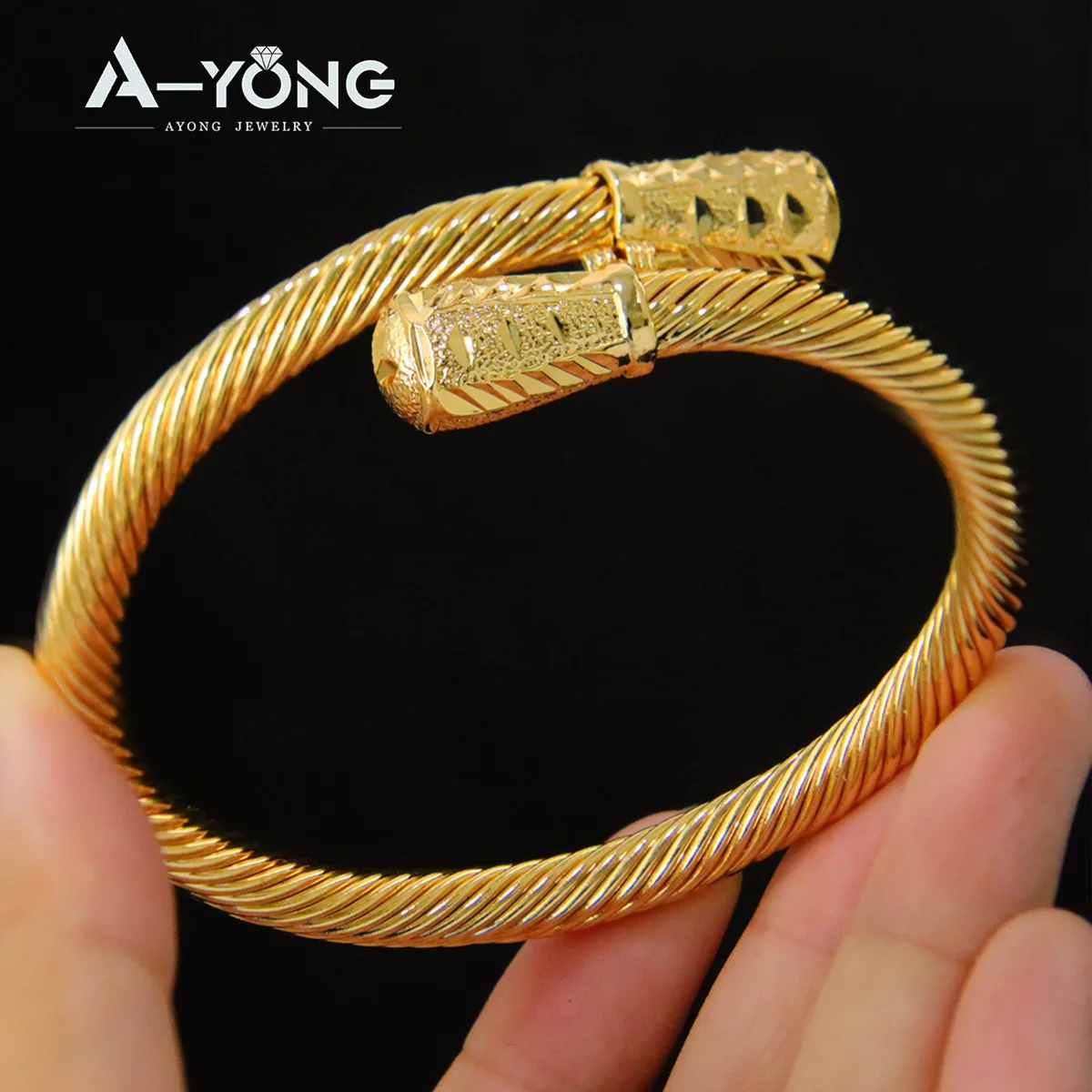 Dubai Gold Plated Cuff Bracelets 21k Gold Color Luxury Saudi Bridal Wedding Bangles Turkish Women Wedding Party Ramadan Jewelry