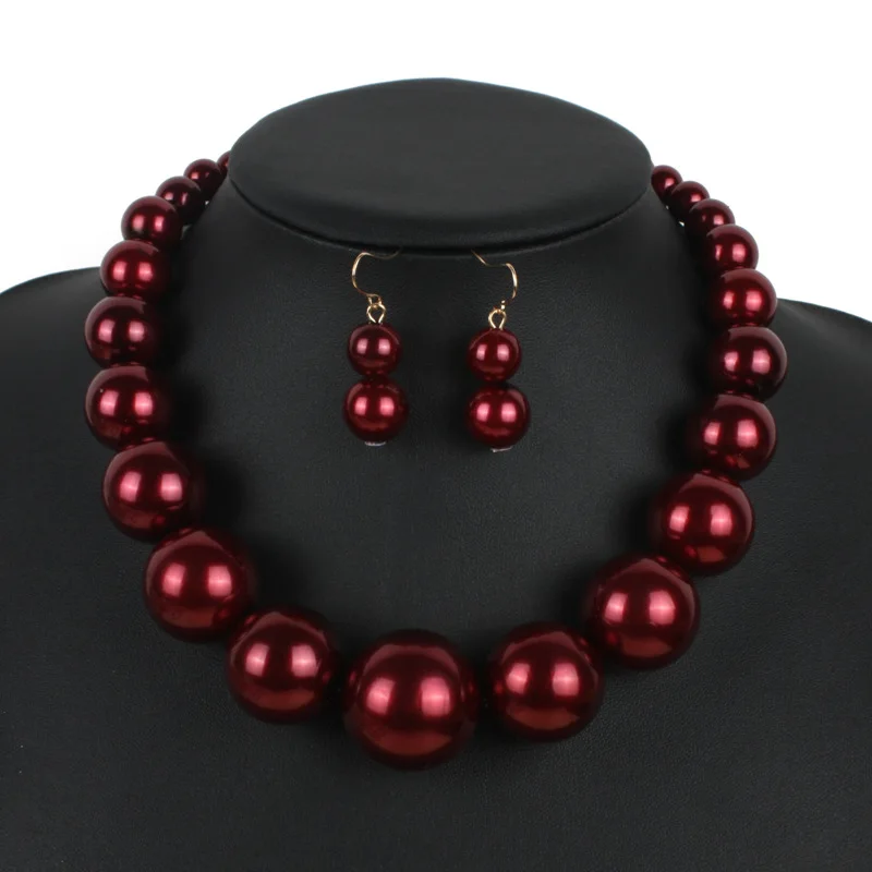 Necklace & Earrings 2-Piece-Set Pearl Earrings Charm Pendant Necklace for Women Girls Dating Parties