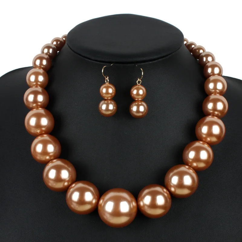 Necklace & Earrings 2-Piece-Set Pearl Earrings Charm Pendant Necklace for Women Girls Dating Parties
