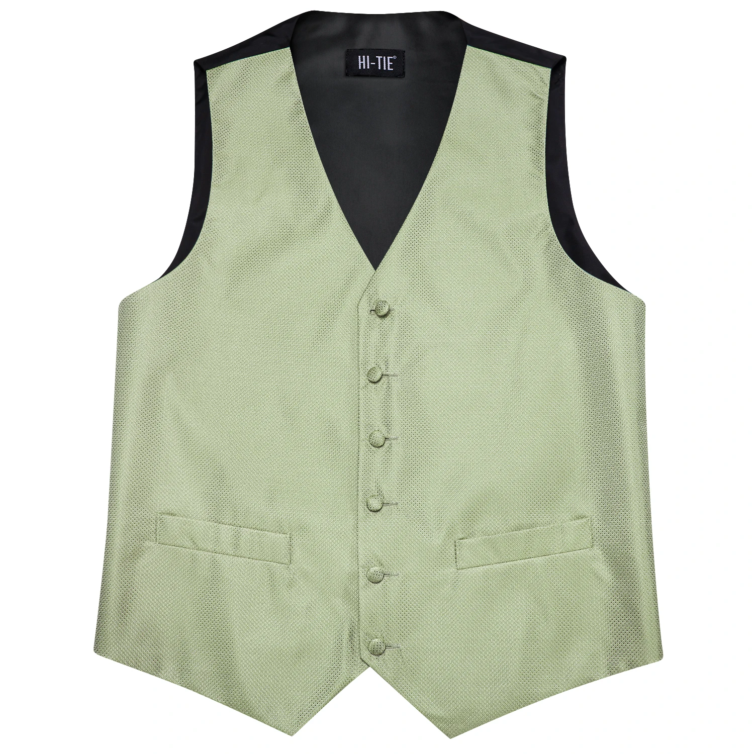 Sage Green Solid Floral Mens Suit Vests 4PC Woven Blue Waistcoat Tie Pocket Square Cufflinks Business Wedding Dress Waist Jacket