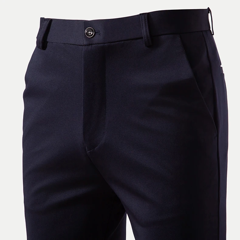 Men's Stretchy Casual Pants Business Suit Pants Spring Summer Breathable Dress Pants Full Length Homme Work Trousers