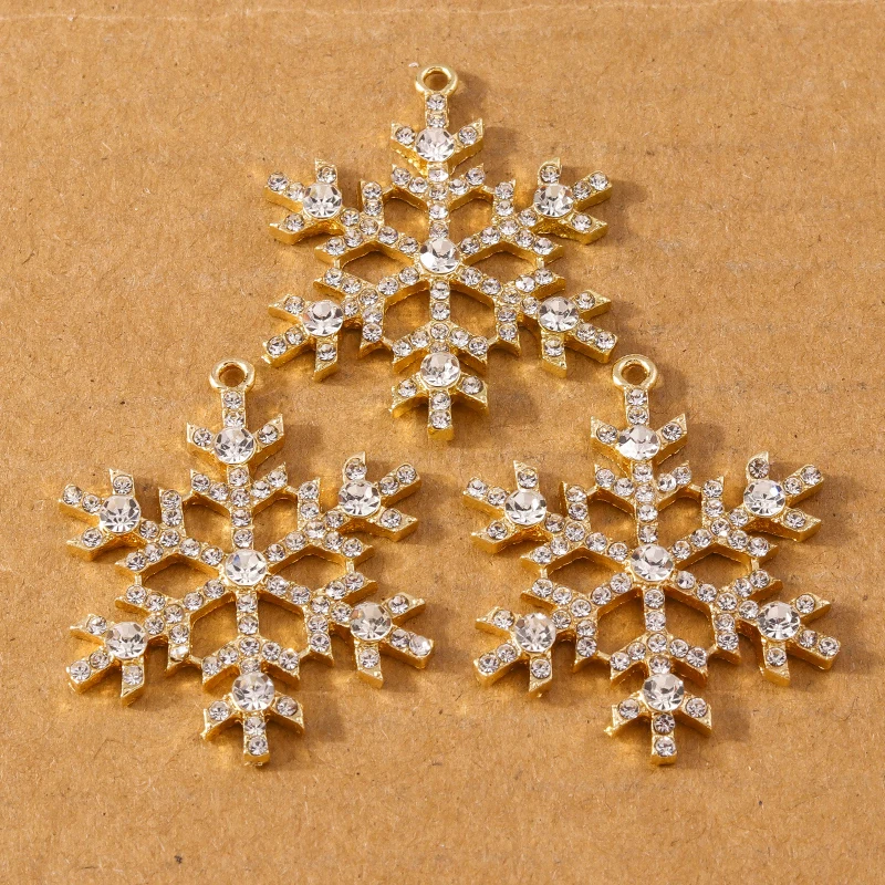 5pcs 38*30mm Luxury Crystal Rhinestone Snowflake Pendant Charms for Jewelry Making Earrings Necklace DIY Accessories Supplies
